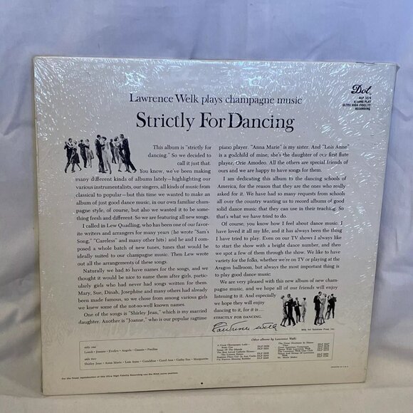 Lawrence Welk Strictly For Dancing (Vinyl, 1960) Dot Records DLP 3274 VG+ LP - Picture 3 of 8